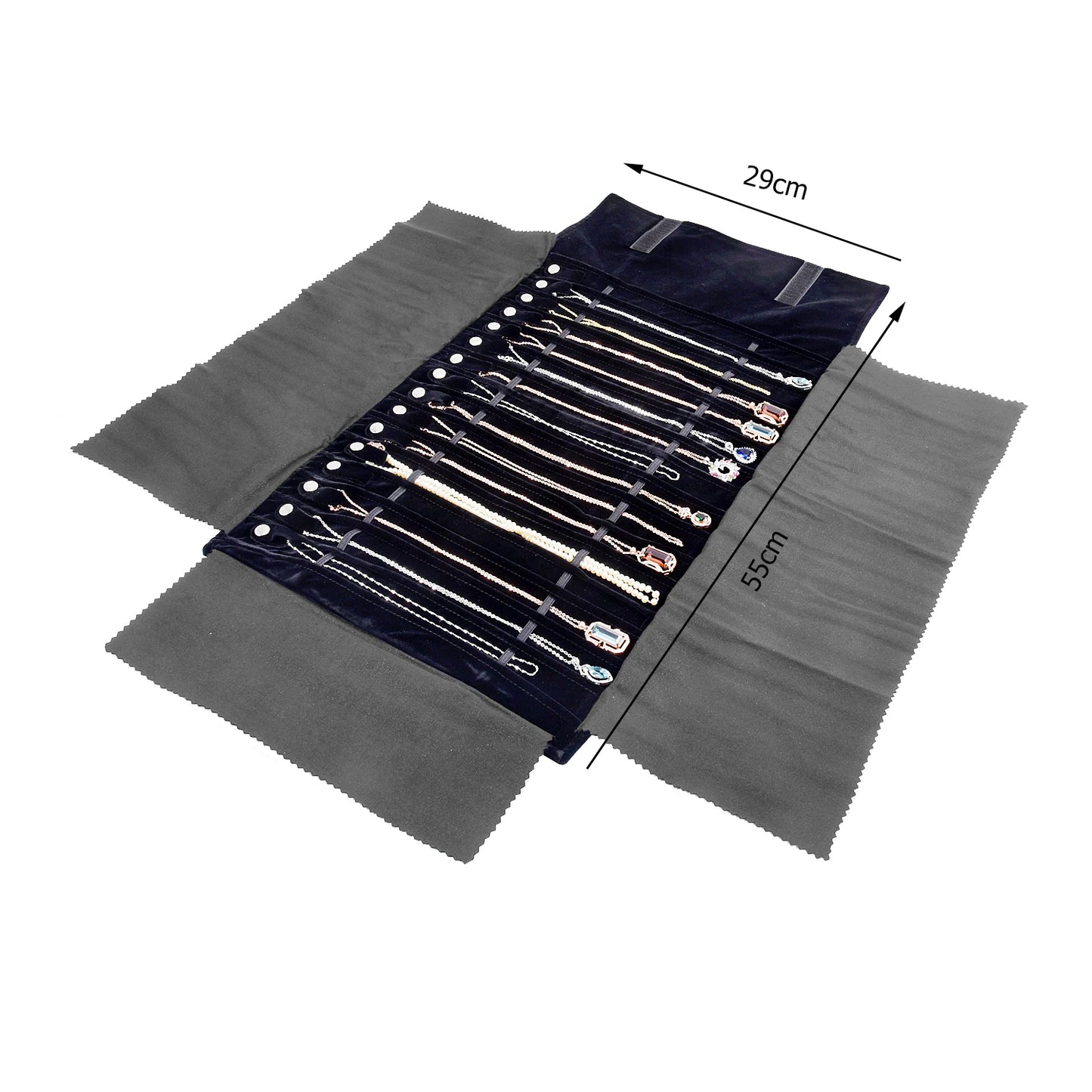Eleganter Reise Schmuck Organizer aus Samt – Aufrollbar & Faltbar