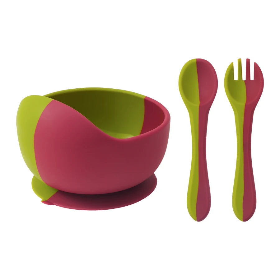 Baby Silikon Fütterungsset BPA frei mit Sauger Schüssel und Löffel