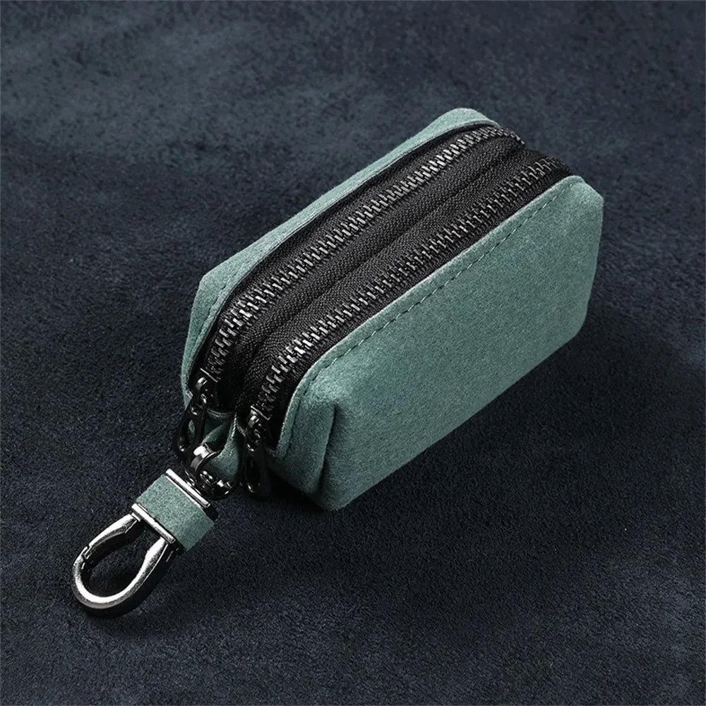 Tragbare Schlüsselbund Brieftasche mit Doppelreißverschluss große Kapazität