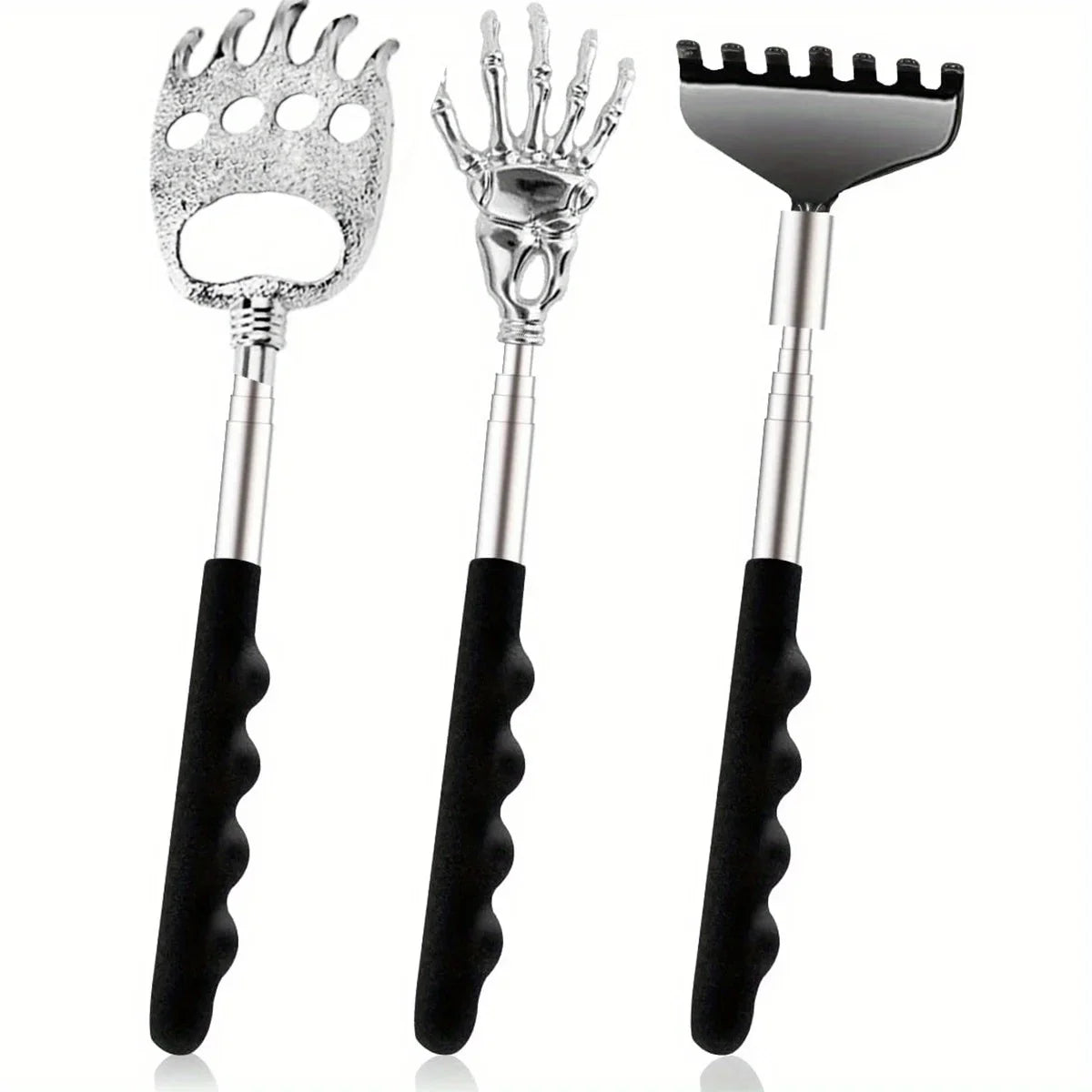 3-teiliges Edelstahl Rückenkratzer-Set – Ausziehbar - Ergonomisch für Entspannung