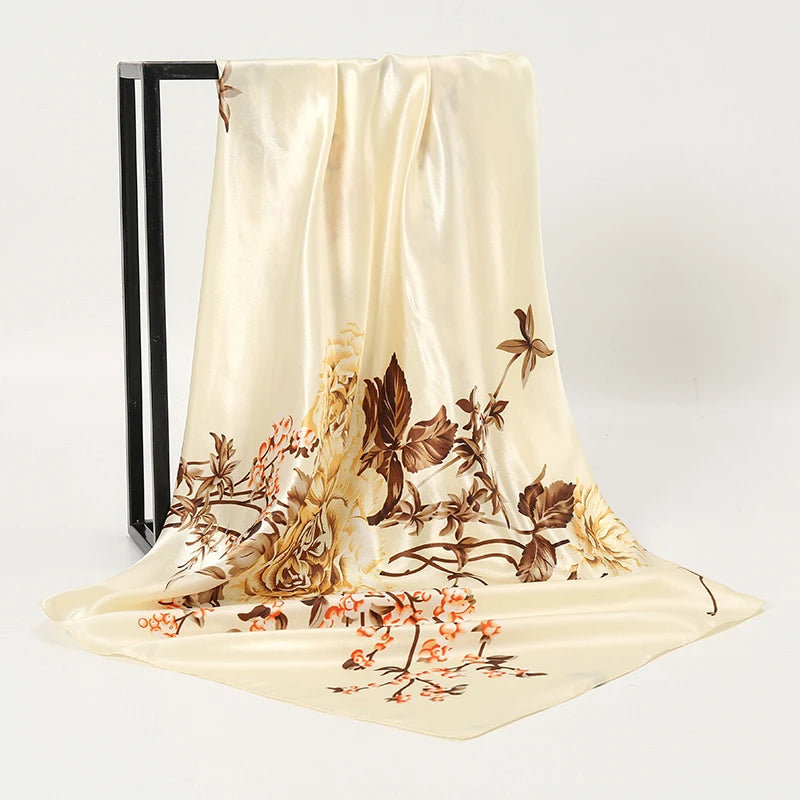 2024 seide Schal Quadrat Schal Für Frauen Drucken Stirnband Foulard Satin Hijab Haar Bands Halstuch Weibliche Kopf Wraps Bandana