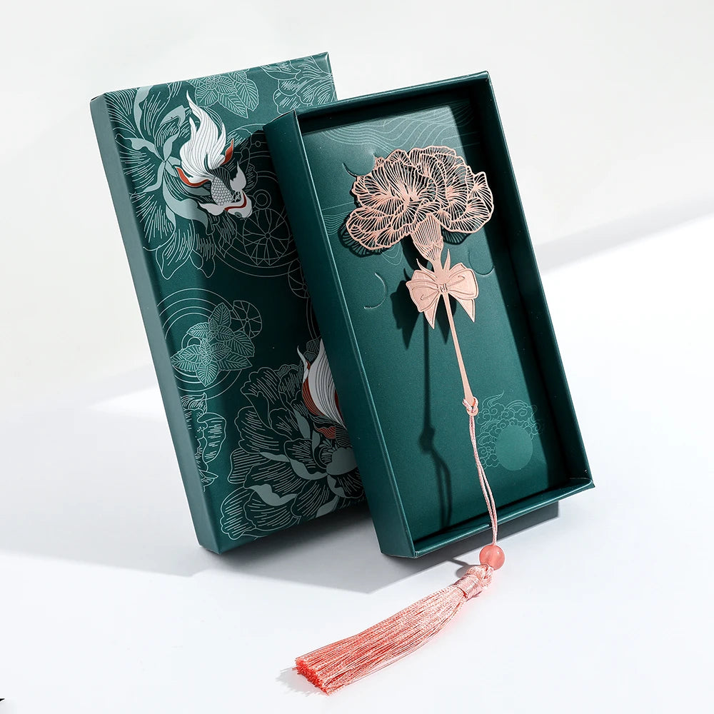 Hohles Messing-Lesezeichen mit Blumenmotiv für Buchliebhaber