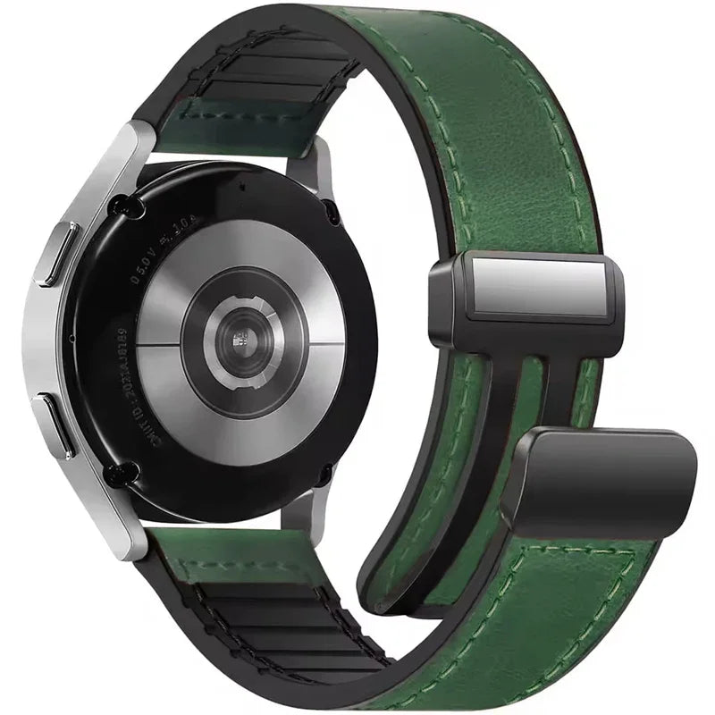 Magnetisches 20/22mm Leder - Silikon Uhrenarmband für Smartwatches