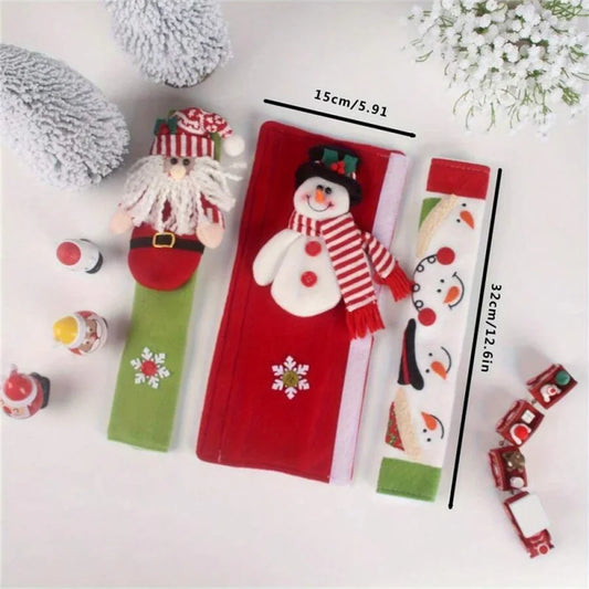 3-teiliges Weihnachtsset Mikrowellenhandschuhe mit Santa Claus und Schneemann Design