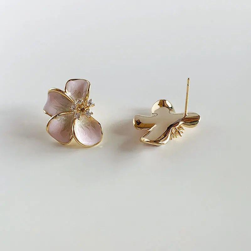 Trendige rosa weiße Blumen Ohrstecker für Frauen und Mädchen