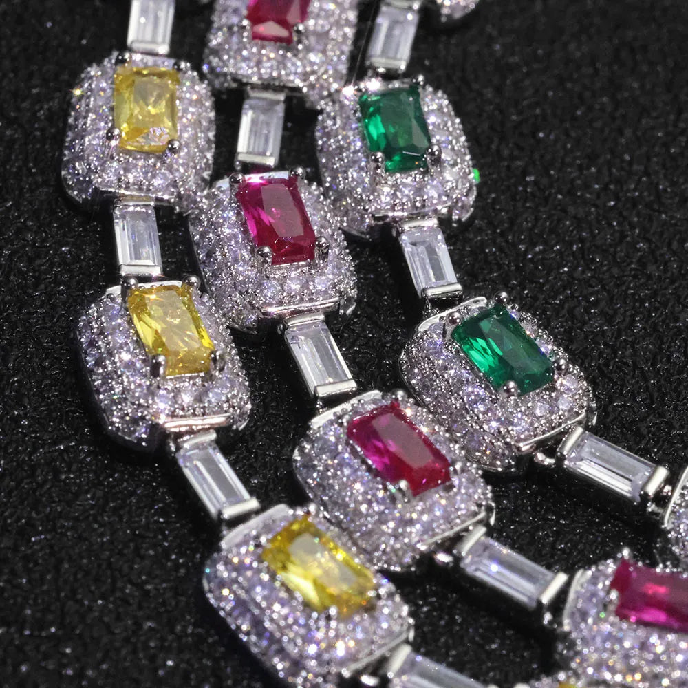 Rotes Edelstein Armband 7MM Messing Zirkon Hip Hop Style Unisex