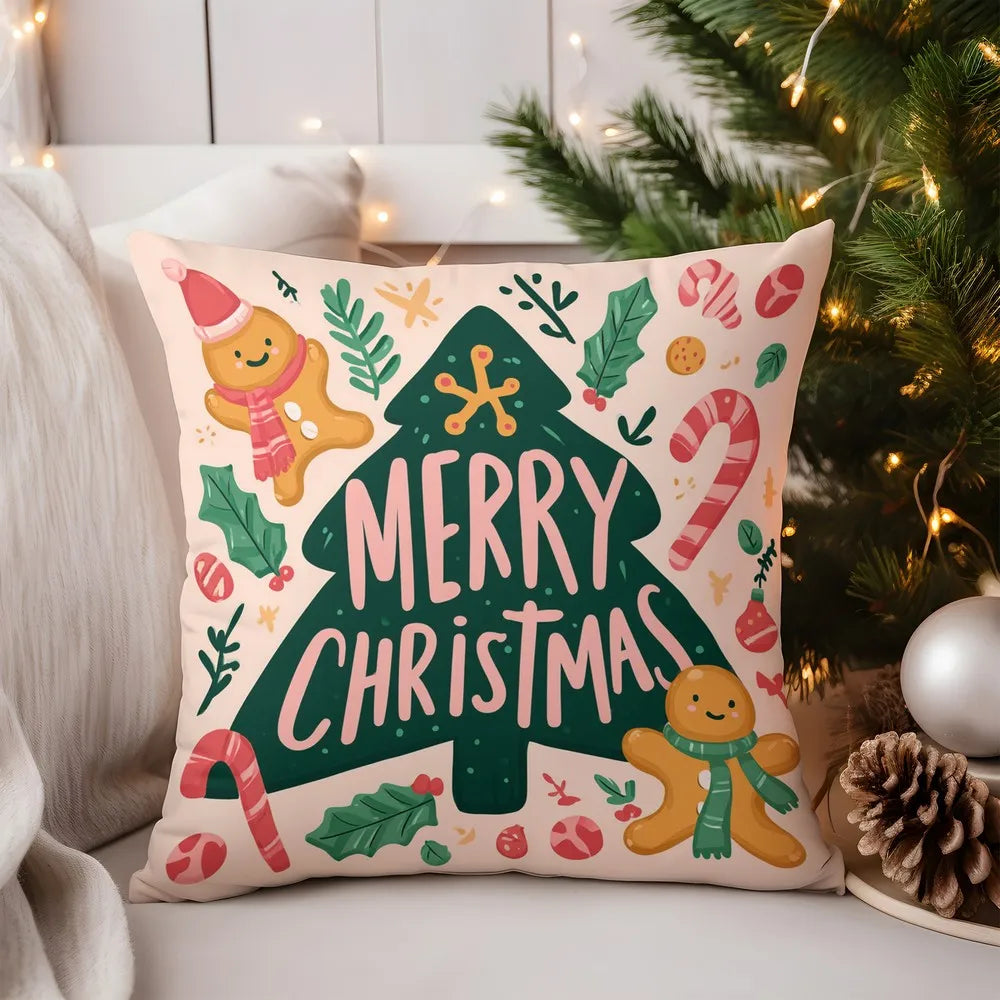 Gemütlicher Kissenbezug mit Highland Kuh und Holly Muster