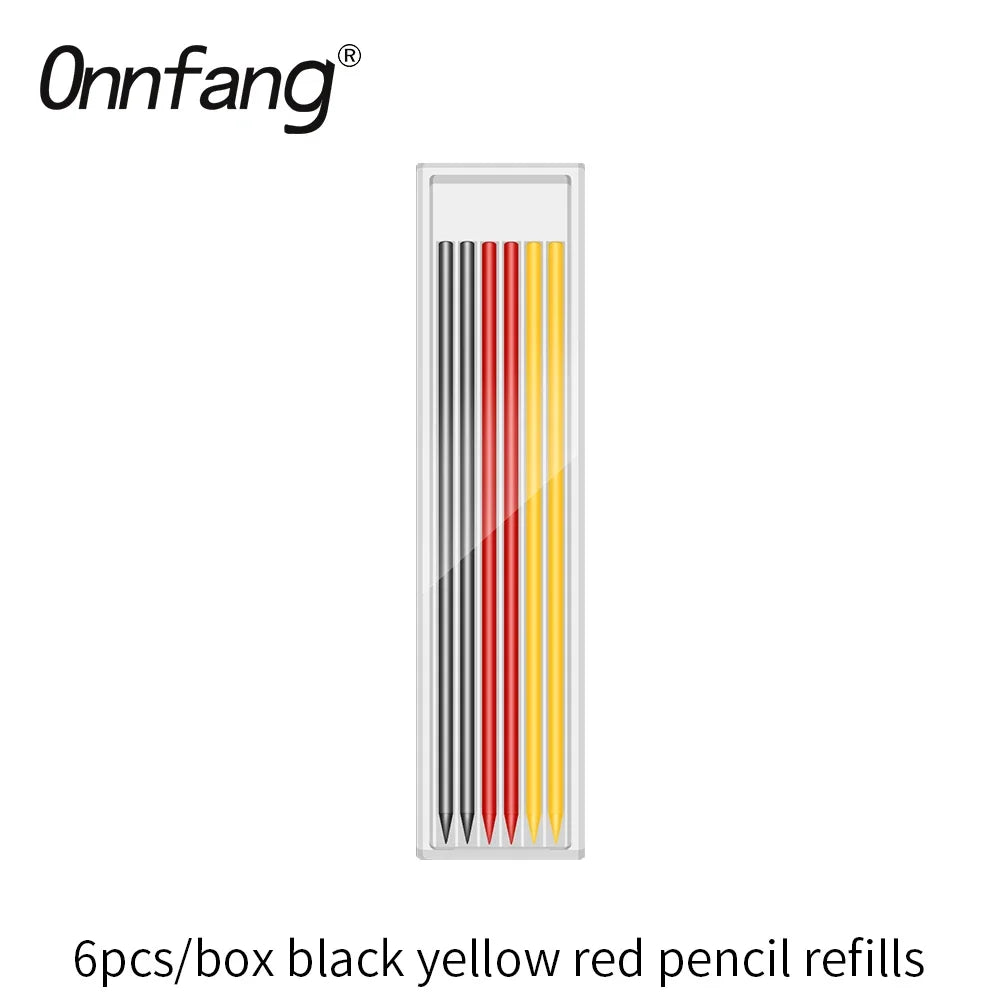 Präzise Zeichnen - Markieren: 2,8mm Zimmermanns-Druckbleistift mit Spitzer, 6 Farben