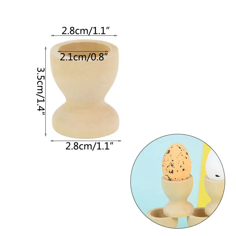 5 Stück Holz Eierbecher DIY Eierhalter Tablett für Ostern Party Deko