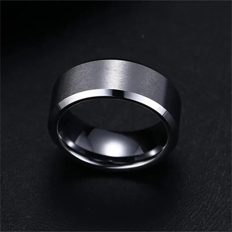 Schwarzer Edelstahl Ring 8mm Band für Hochzeit Verlobung Unisex