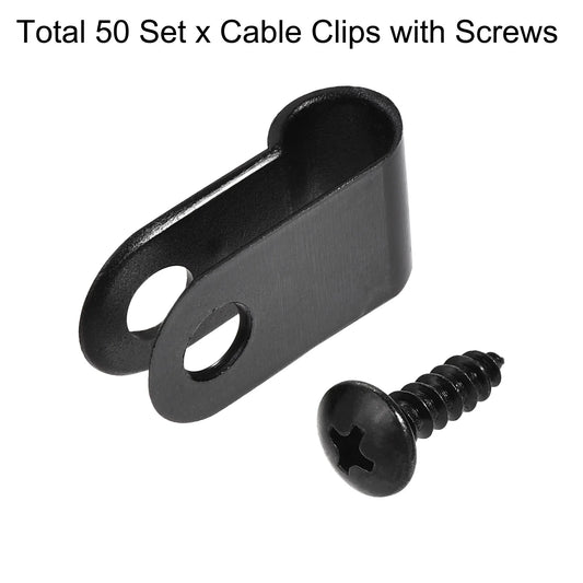 50x R-Typ Nylon Kabelclips mit Schrauben für diverse Kabeldurchmesser