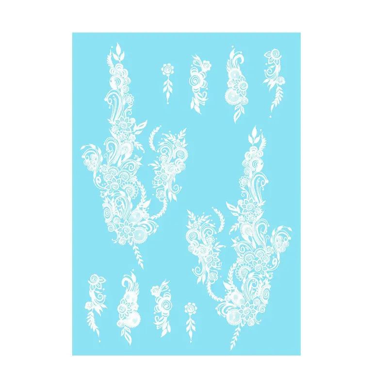 Weiße Henna Temporäre Tattoos für Frauen Hand Mehndi Party Körperkunst