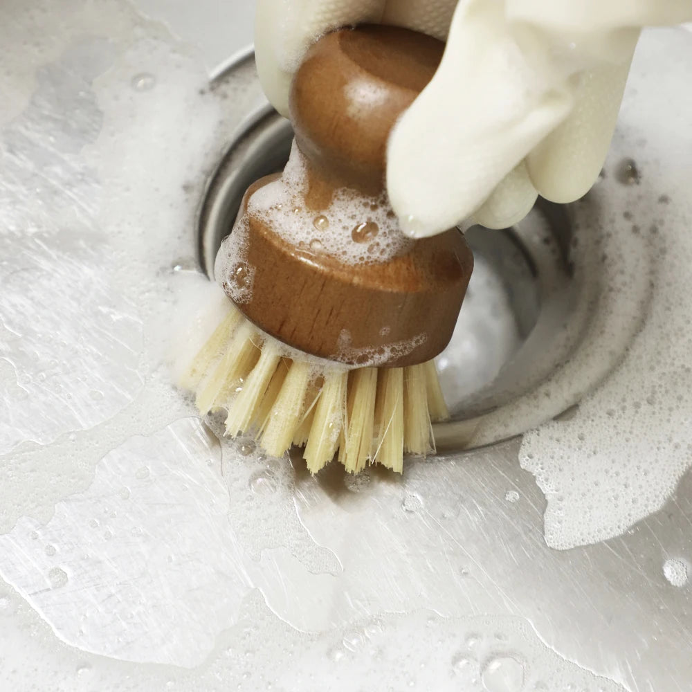 Umweltfreundliche Topfbürste mit Sisal-Holzgriff für Küche und Geschirrspüler