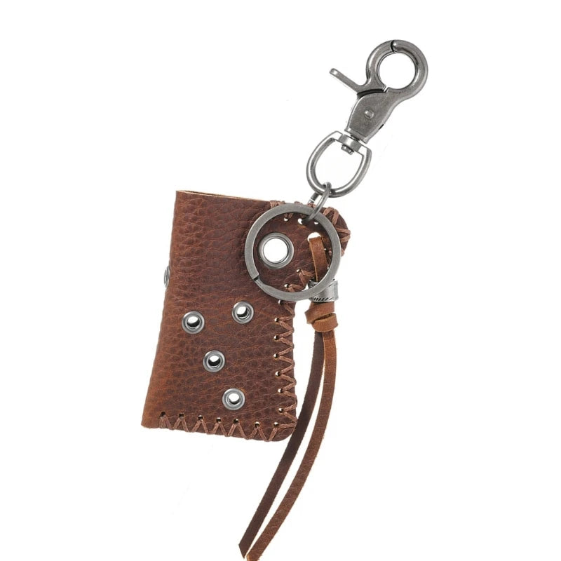 Lederschlüsselanhänger im Retro Stil mit robustem Edelstahlverschluss