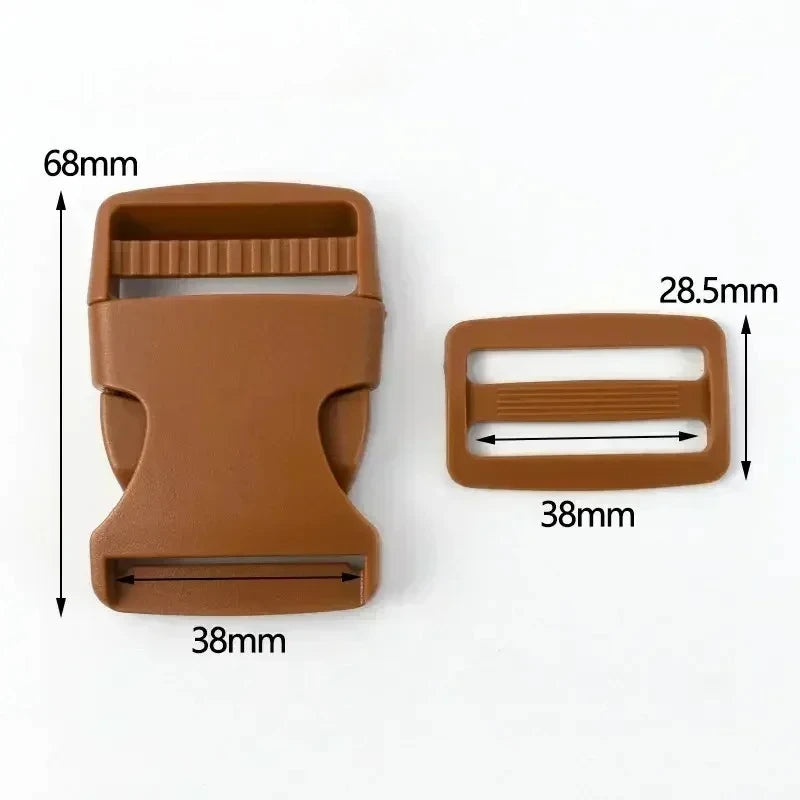 38mm Kunststoff Set: Schnellverschluss Schnallen & Tri-Glide für Rucksack Gürtel