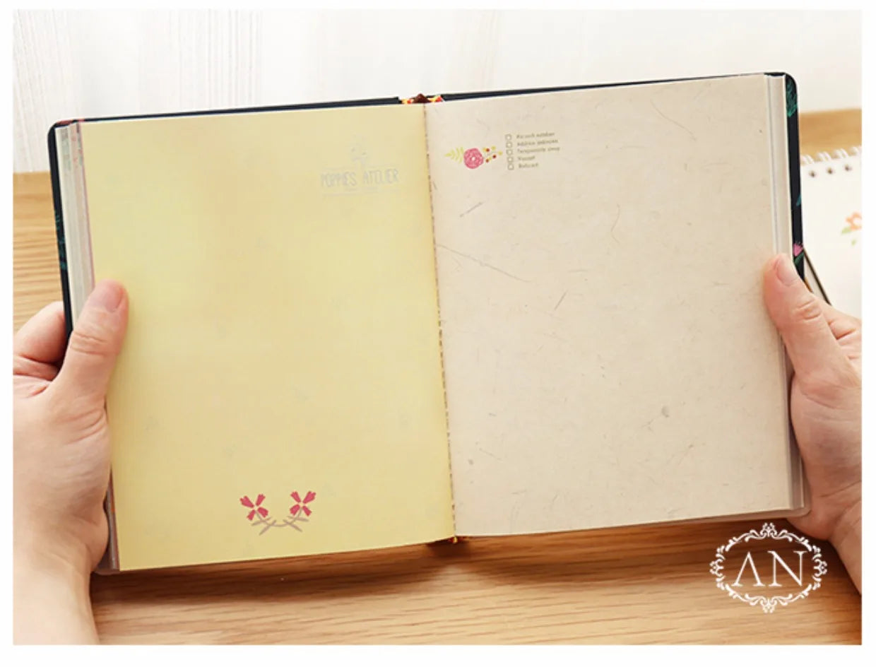 Retro-Notizbuch mit Blumenmotiv – Hardcover Tagebuch-Yabubest - Home & More