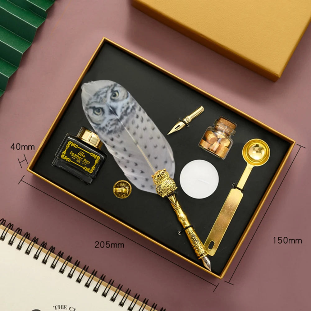 Kreatives Kalligraphie Füllfederhalter Set mit Dip-Stift Wachs und Stempel