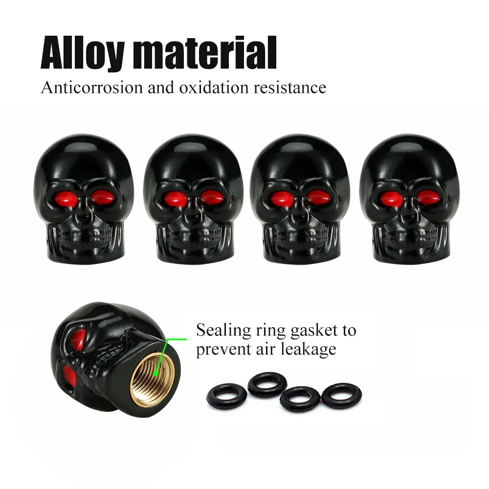 4er Set Totenkopf Ventilkappen Universal Staubdichte Reifenventilkappen