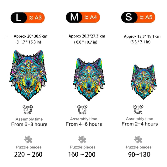 Holzpuzzle Wolfsmuster 3D Tierformen Lernspielzeug ab 12 Jahren-Yabubest - Home & More