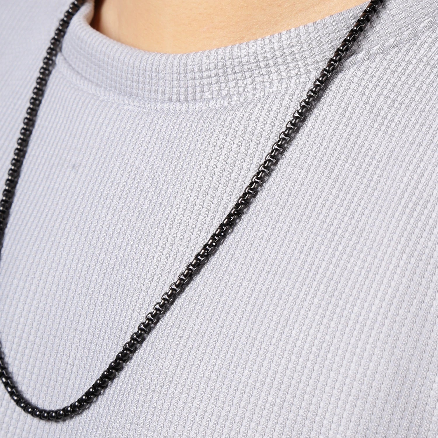 Schwarze Box Link Kette Edelstahl 2mm bis 5mm für Männer und Frauen-Yabubest - Home & More