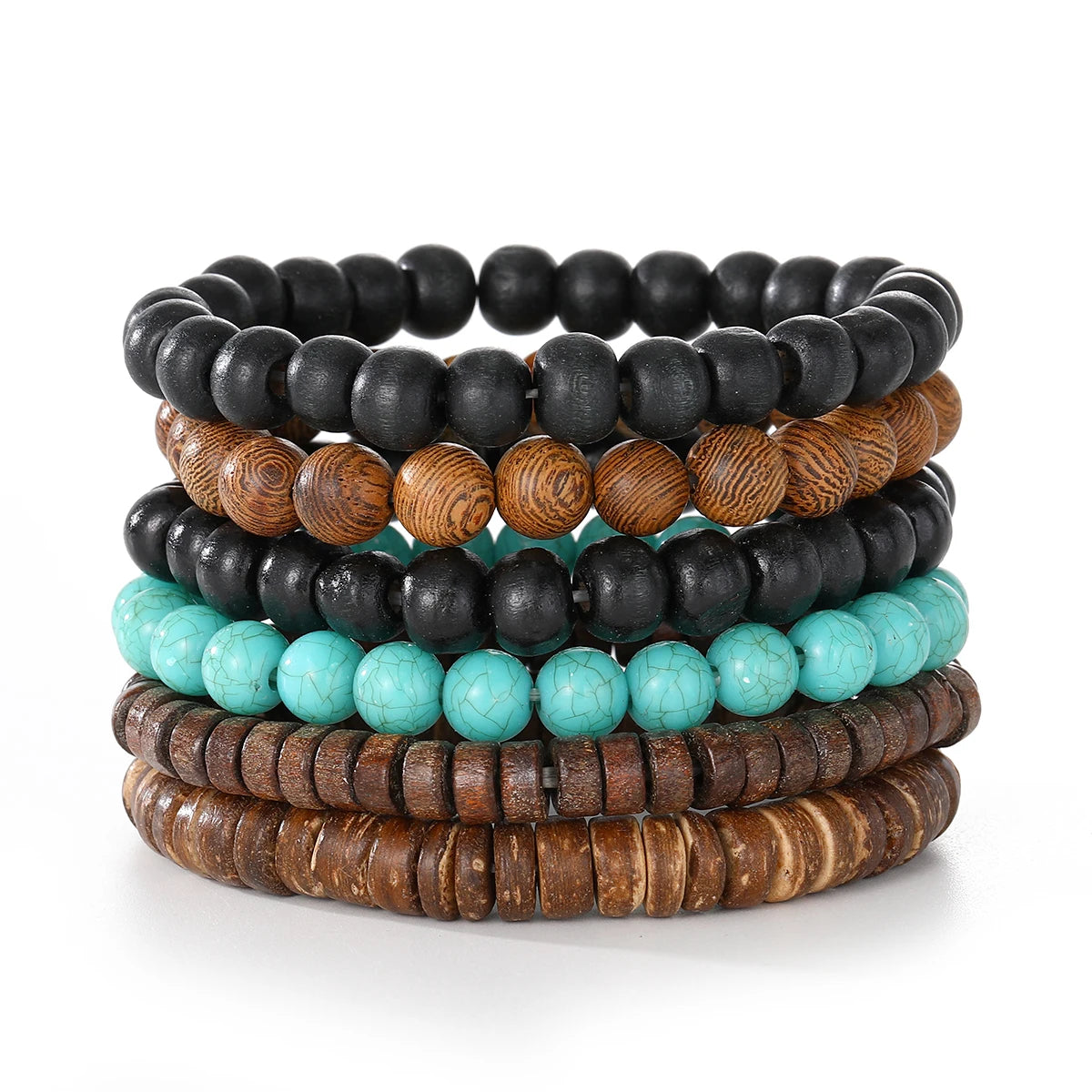 Mehrschichtiges Holzperlen Armband Set Ethnisch Trendy Schmuck Geschenk