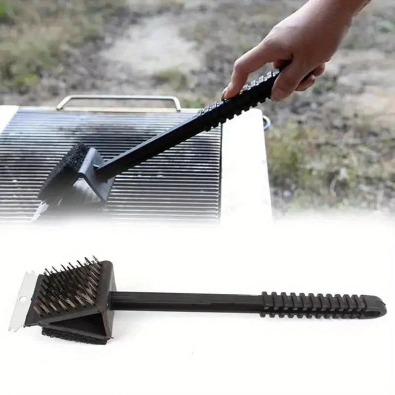 3-in-1 Kupfer-Draht Reinigungsbürste mit langem Griff für Grill und Ofen