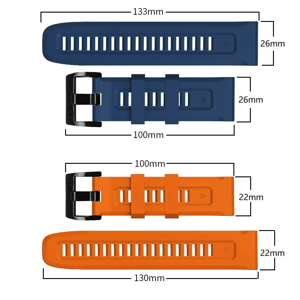 Schnellverschluss Silikon Uhrenarmband 22mm - 26mm für Sportuhren