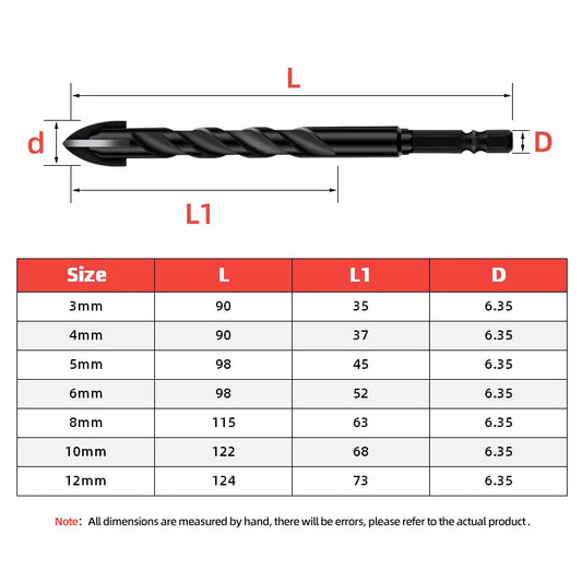 Hartlegierungs-Fliesenbohrer Set 3-12mm für Keramik Glas Beton