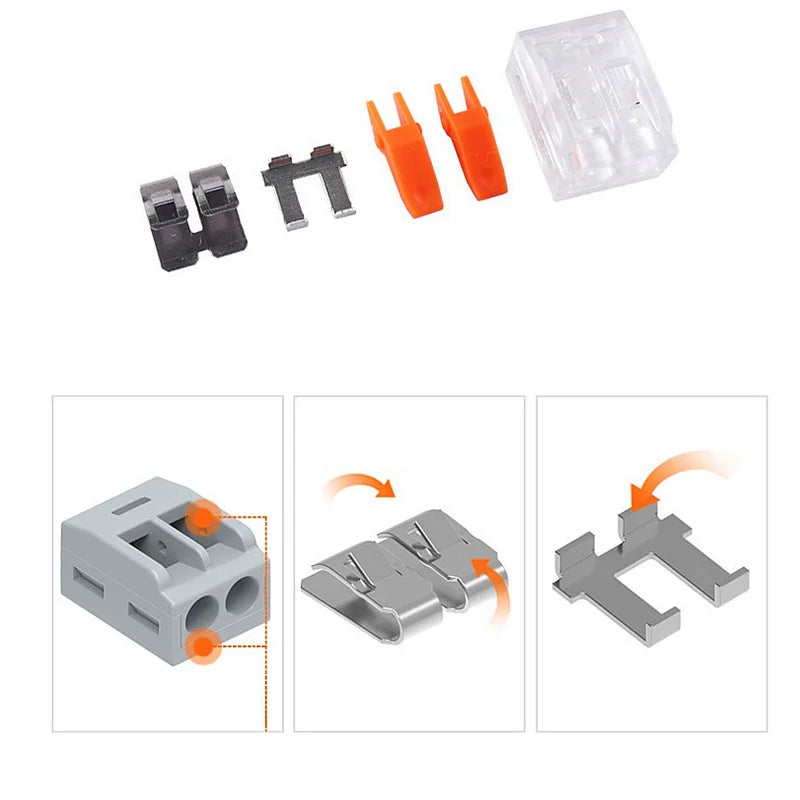 Sichere & einfache Verbindung: 10–75 orangefarbene Universal-Schnellsteckklemmen 250V/32A