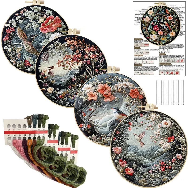 Kreuzstich Stickset mit Tier Blumenmotiv für kreative Wandgestaltung