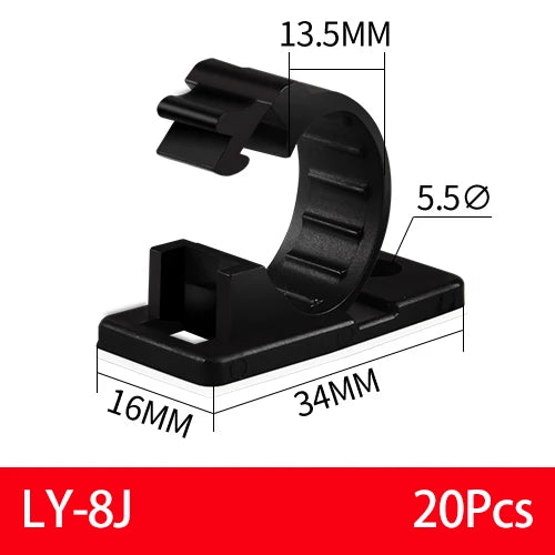 20x Selbstklebende Kabel Organizer Clips für Desktop Management - Schwarz