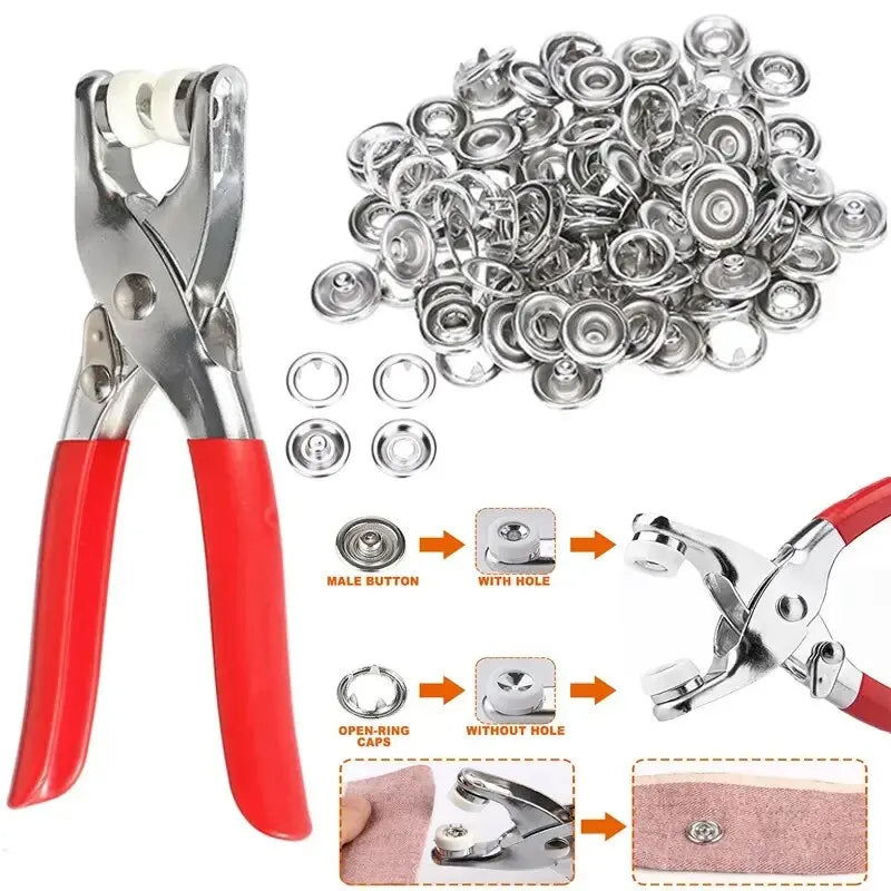 400 Stück Druckknopf-Ringe 9,5 mm Metall-Bügel-Knöpfe Set