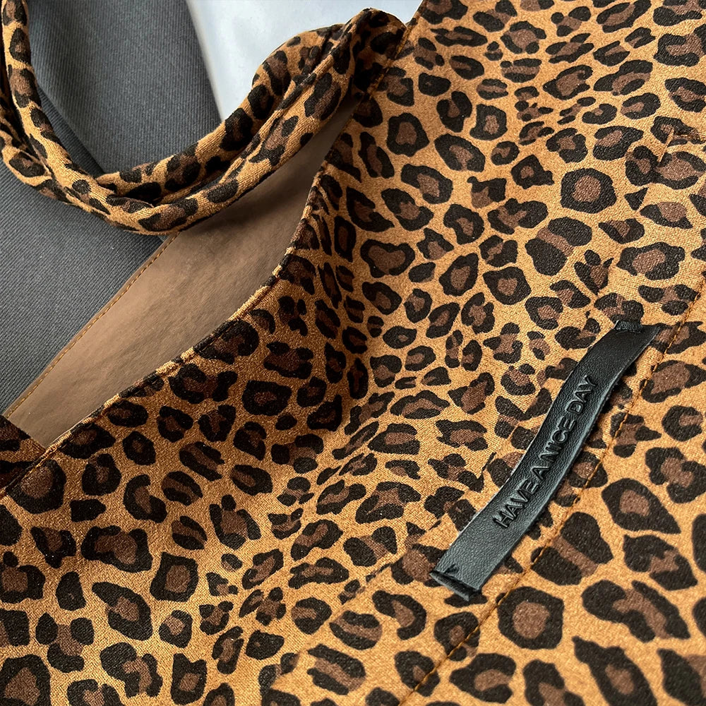 Damen Einkaufstasche doppelseitig mit großem Fassungsvermögen und Leopardmuster