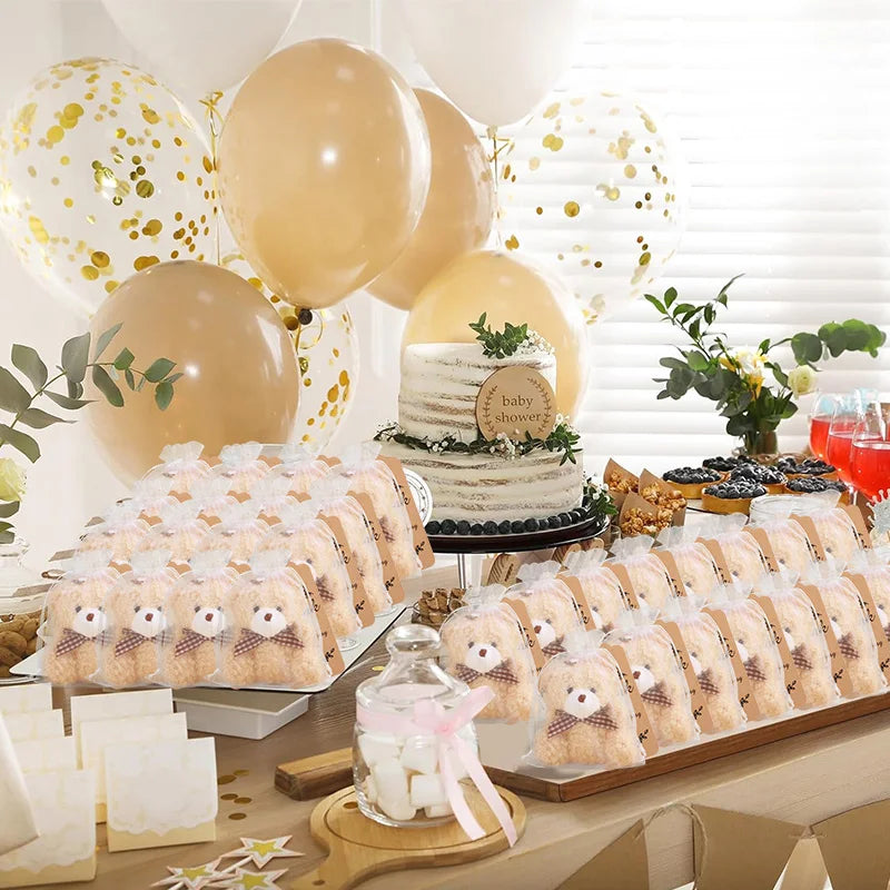 10er Set Bären Geschenktüten mit Dankeskarte für Babyparty Hochzeit