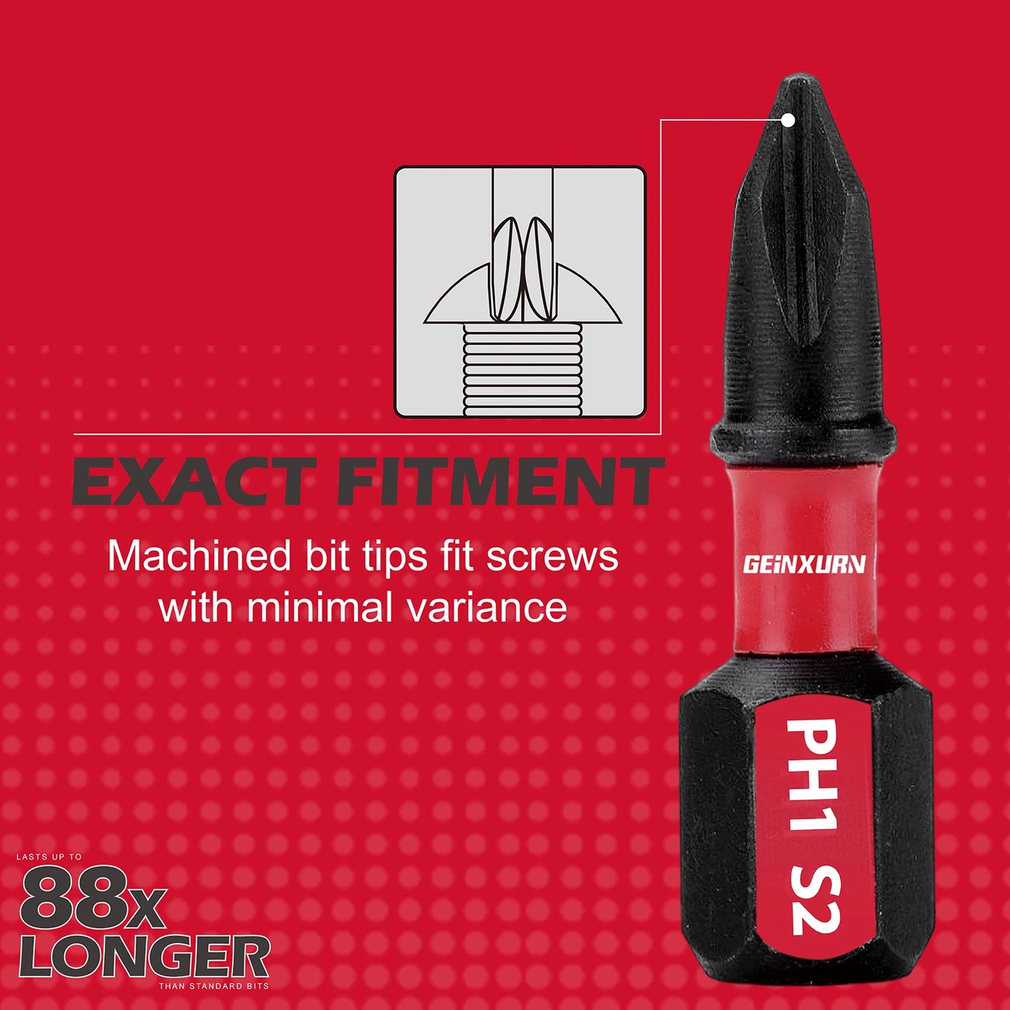 25mm Schlagbohrer-Bits Set PH1 PH2 PH3 | S2 Stahl magnetisch