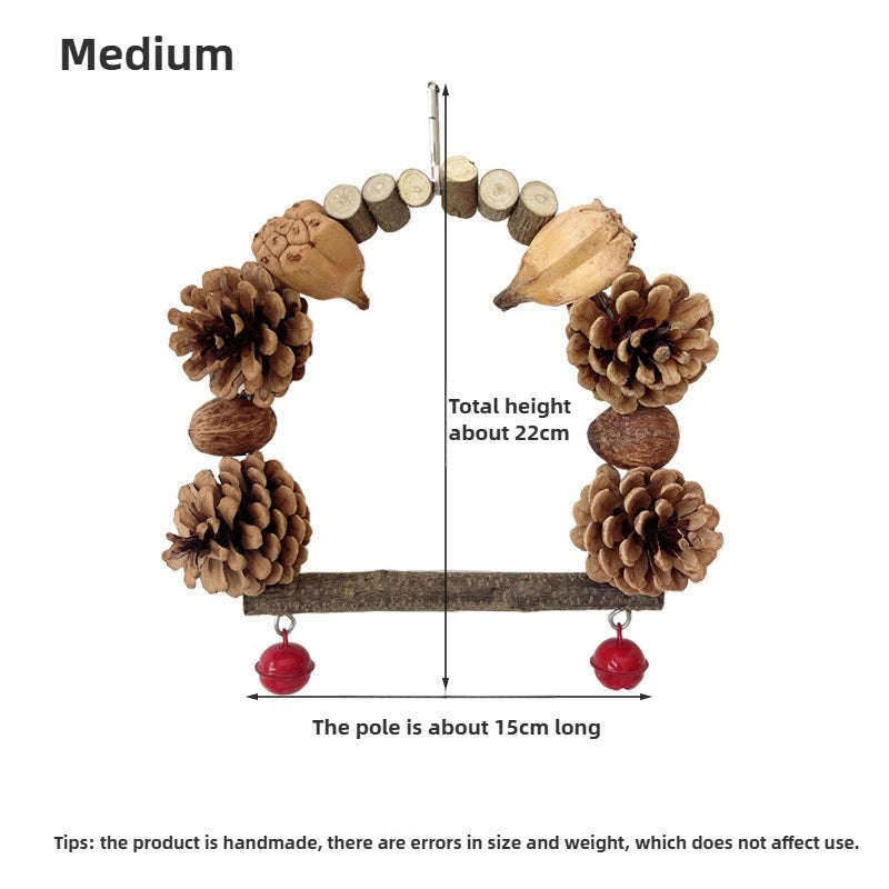 Natürliche Papageienschaukel mit Kauspielzeug Set für Vögel Holzspielzeug