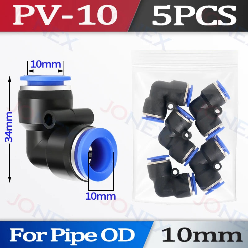 5er Set Pneumatische Schnellkupplung 4-10mm Push-in Verbindung für Luft