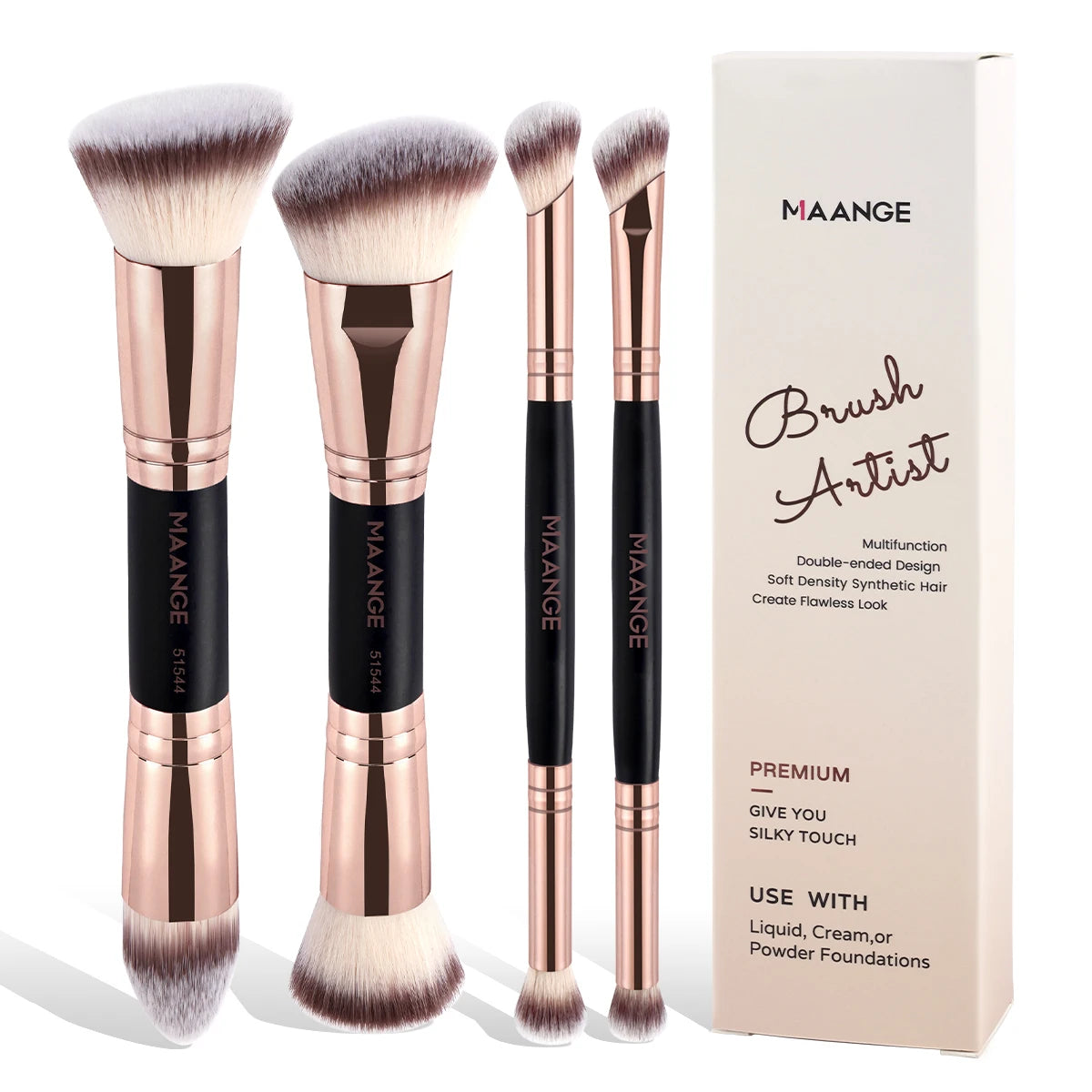 4-teiliges Make-up-Pinsel-Set mit Box – weich, präzise - perfekt für Reisen
