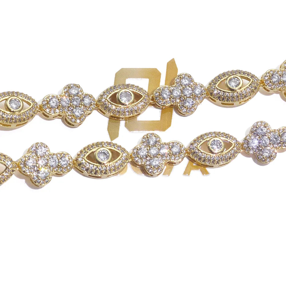 Bling Eye Kreuz Halskette für Damen & Herren – Vergoldet 5A Zirkonia