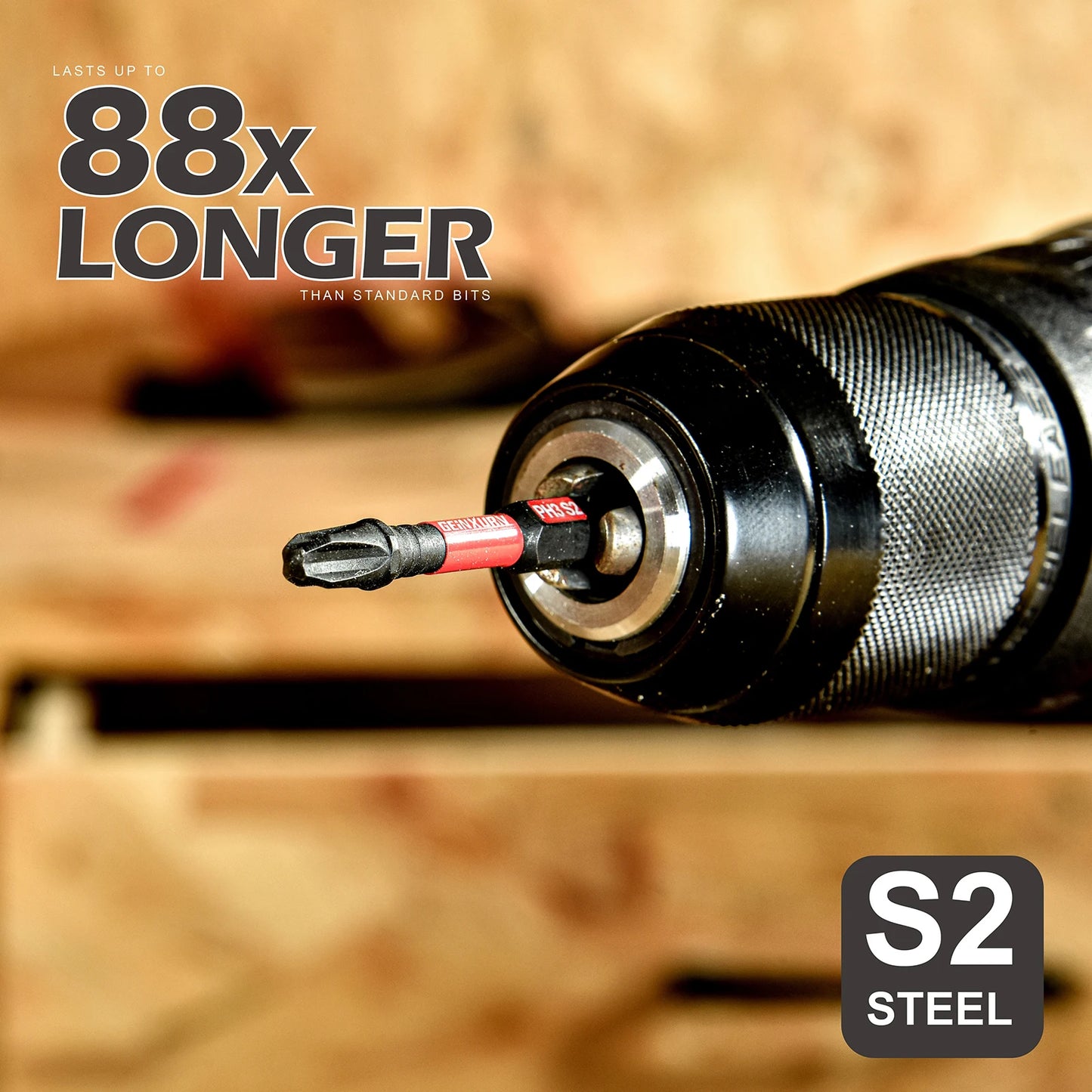 Schlagfestes Pozidriv PZ2 Schrauber Bit Set aus S2 Legiertem Stahl