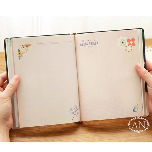 Retro-Notizbuch mit Blumenmotiv – Hardcover Tagebuch-Yabubest - Home & More