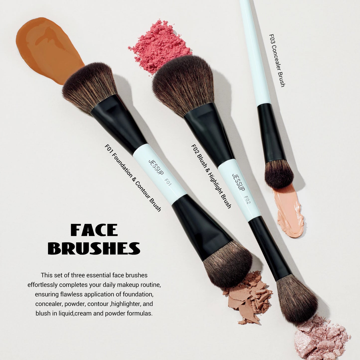 Jessup Make-up-Pinsel-Set für präzises Schminken-Yabubest - Home & More