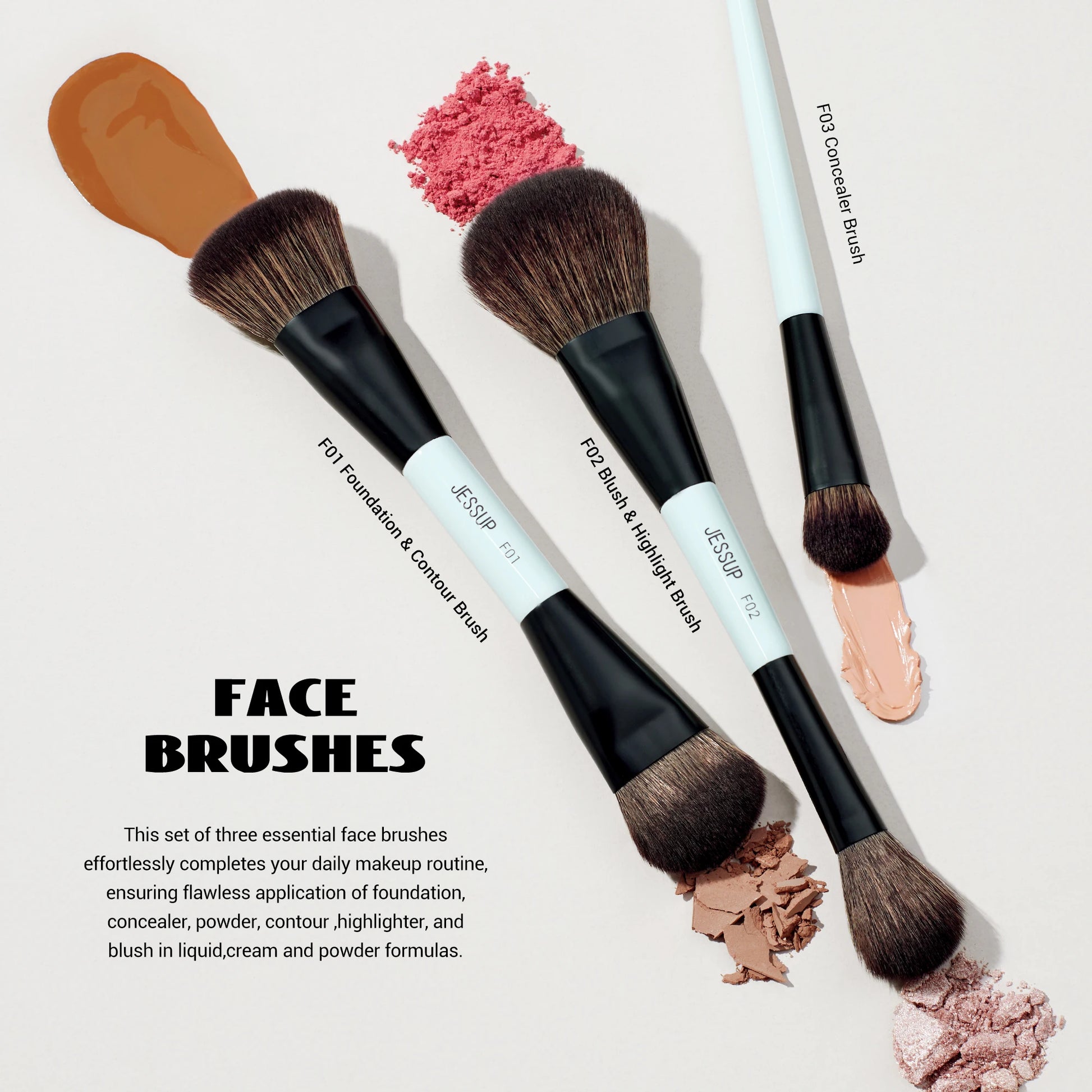 Jessup Make-up-Pinsel-Set für präzises Schminken-Yabubest - Home & More