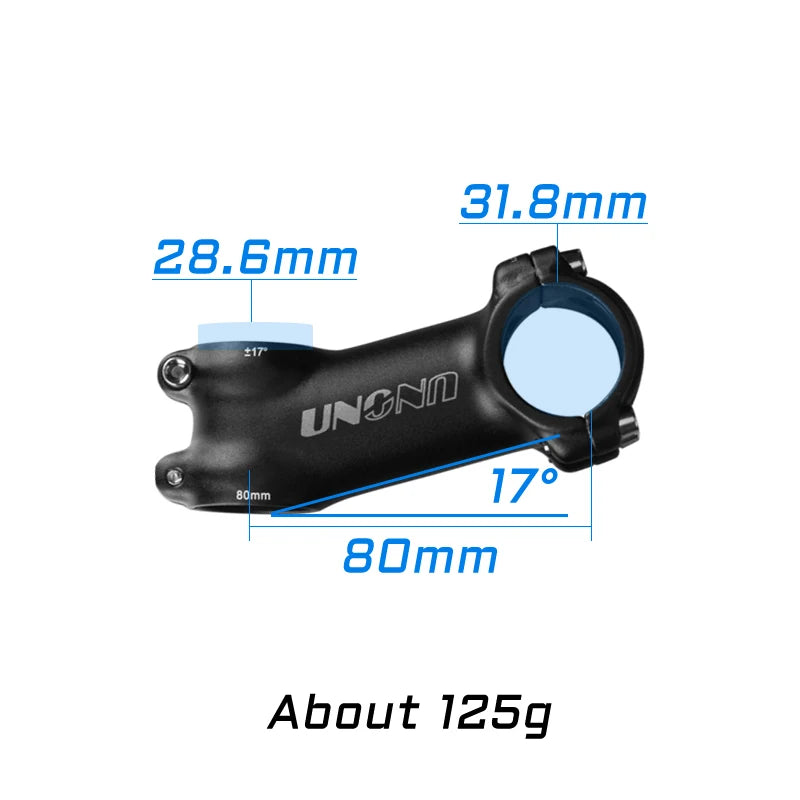 Ultraleichter Fahrradvorbau 31,8 mm, 28,6° Neigung – in verschiedenen Längen