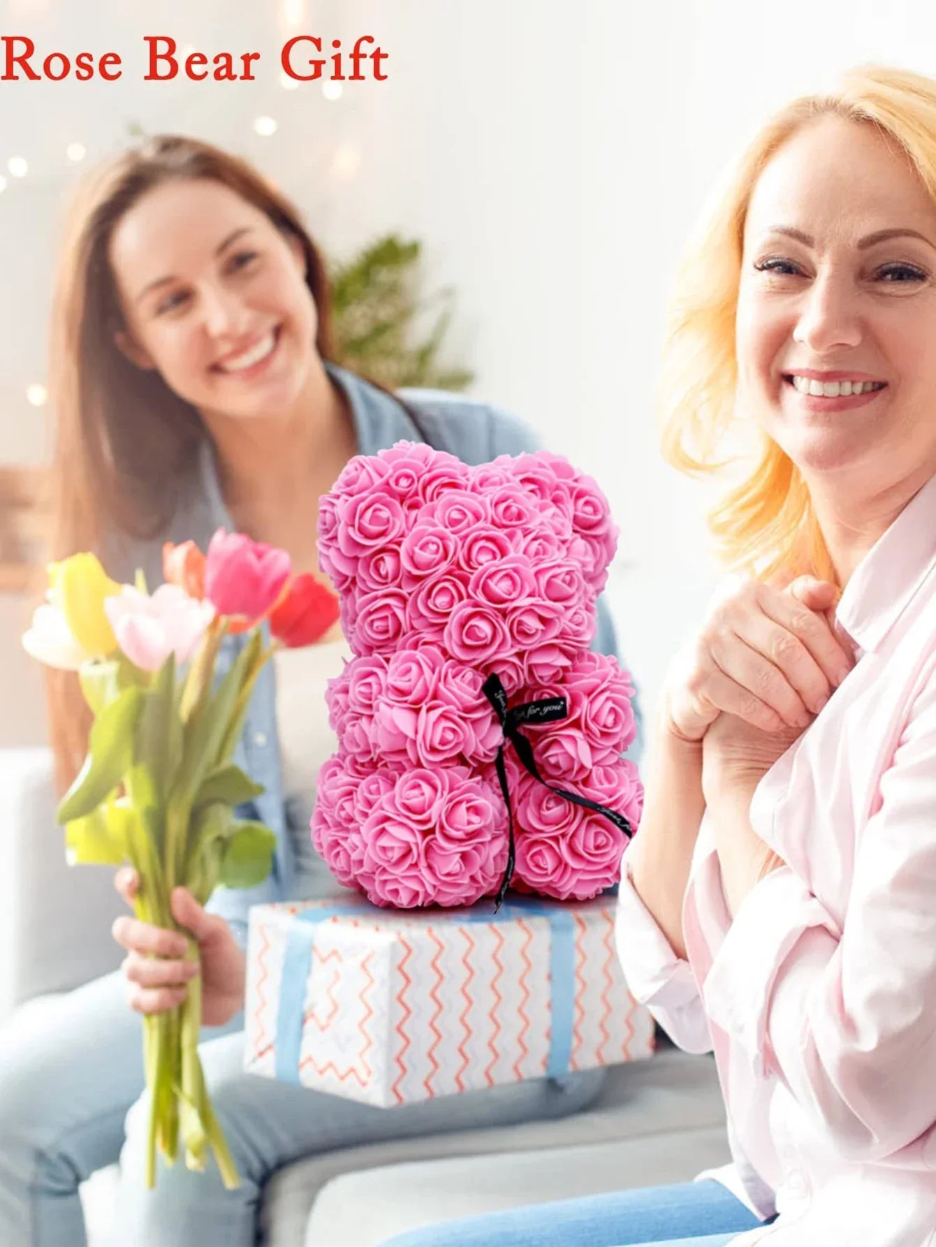 Ewige Rose Teddybär 25m Künstliche Blumen Geschenk und Dekoration-Yabubest - Home & More