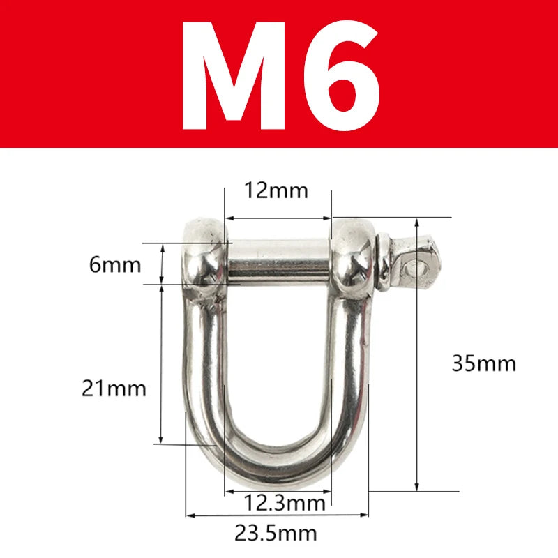 Gerader D-Schäkel aus Edelstahl 304 kurz für Boots-Rigging M4 bis M16