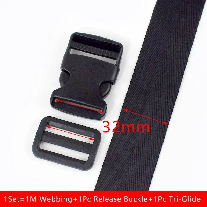 Nylon Gurtband Set 20-50mm mit Kunststoff Schnalle Tri-Glide Slider Haken