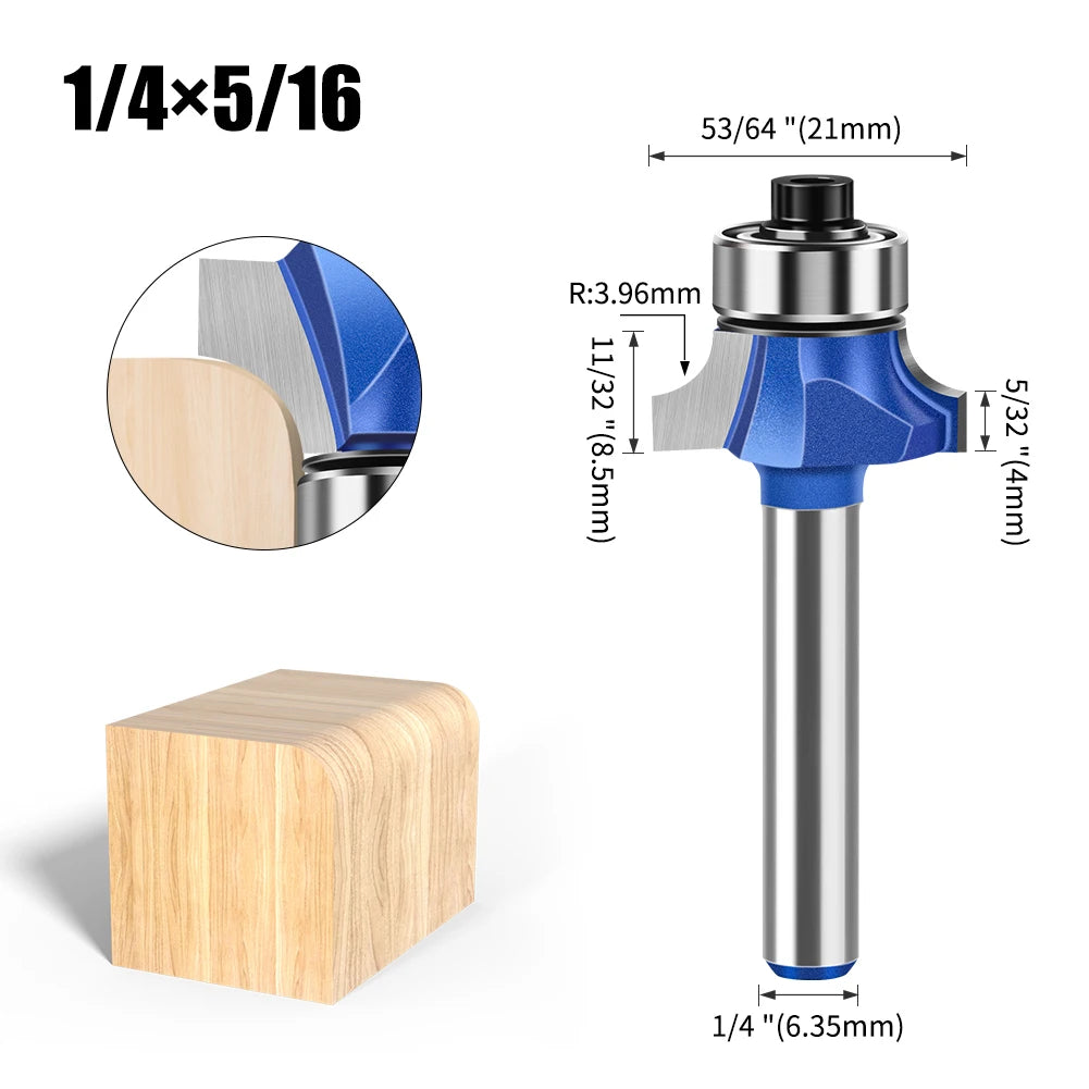 Roundover Router Bit Set 1/4 Zoll Schaft Hartmetall Fräser Holz