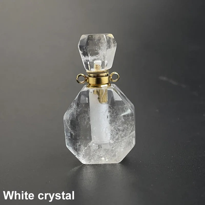 Unregelmäßige Naturstein Parfümflasche Anhänger – Amethyst Tigerauge Öl Diffusor
