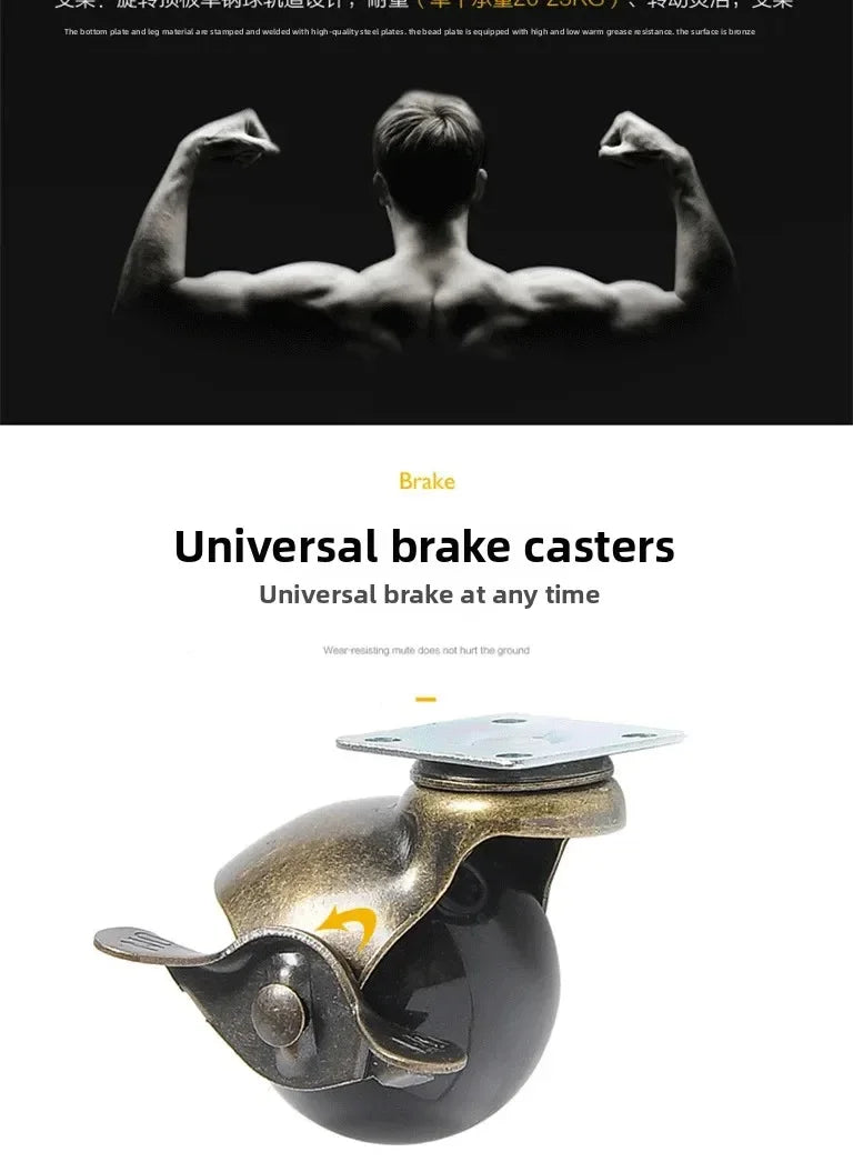 Universelle Möbel-Lenkrollen 5,1 cm Kugelrolle antikes Kupfer Messing-Yabubest - Home & More